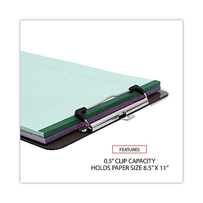 Universal Plastic Clipboard with Low Profile Clip, 0.5" Clip Capacity, Holds 8.5 x 11 Sheets, Translucent Black (UNV40311)