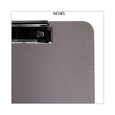 Universal Plastic Clipboard with Low Profile Clip, 0.5" Clip Capacity, Holds 8.5 x 11 Sheets, Translucent Black (UNV40311)