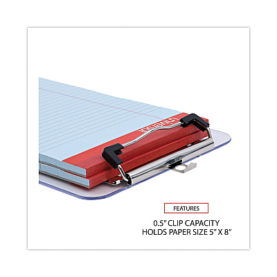 Universal Plastic Clipboard with Low Profile Clip, 0.5" Clip Capacity, Holds 5 x 8 Sheets, Clear (UNV40312)