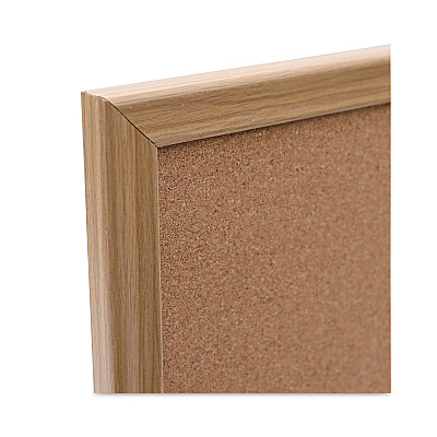Universal Cork Board with Oak Style Frame, 24 x 18, Tan Surface (UNV43602)