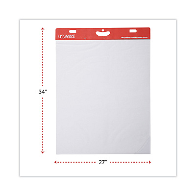 Universal Renewable Resource Sugarcane Based Easel Pads, Unruled, 27 x 34, White, 50 Sheets, 2/Carton (UNV45600)