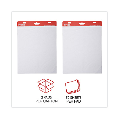Universal Renewable Resource Sugarcane Based Easel Pads, Unruled, 27 x 34, White, 50 Sheets, 2/Carton (UNV45600)