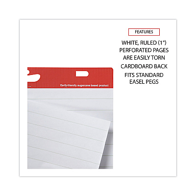 Universal Renewable Resource Sugarcane Based Easel Pads, Presentation Format (1" Rule), 27 x 34, White, 50 Sheets, 2/Carton (UNV45602)