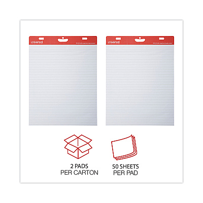 Universal Renewable Resource Sugarcane Based Easel Pads, Presentation Format (1" Rule), 27 x 34, White, 50 Sheets, 2/Carton (UNV45602)