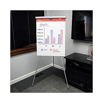 Universal Renewable Resource Sugarcane Based Easel Pads, Presentation Format (1" Rule), 27 x 34, White, 50 Sheets, 2/Carton (UNV45602)