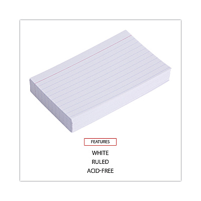 Universal Ruled Index Cards, 3 x 5, White, 100/Pack (UNV47210)