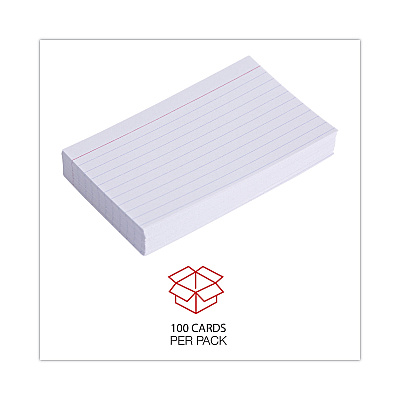 Universal Ruled Index Cards, 3 x 5, White, 100/Pack (UNV47210)
