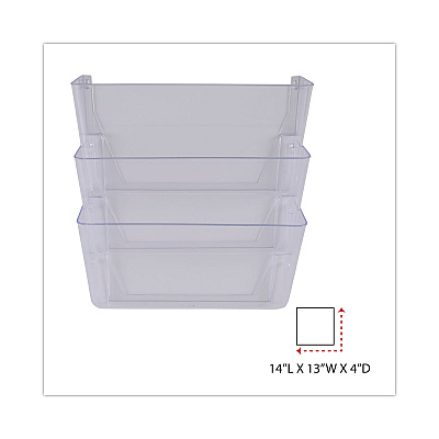 Universal Wall Files, 3 Sections, Letter Size, 13" x 4" x 14", Clear, 3/Set (UNV53682)