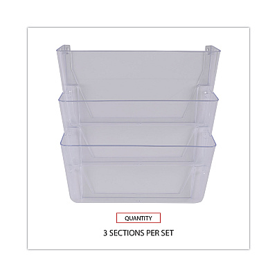 Universal Wall Files, 3 Sections, Letter Size, 13" x 4" x 14", Clear, 3/Set (UNV53682)