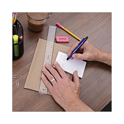 Universal Pen-Style Retractable Eraser, For Pencil Marks, White Eraser, Assorted Barrel Colors, 6/Pack (UNV55106)