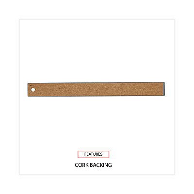 Universal Stainless Steel Ruler with Cork Back and Hanging Hole, Standard/Metric, 12" Long (UNV59023)