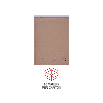 Universal Natural Self-Seal Cushioned Mailer, #5, Barrier Bubble Air Cell Cushion, Self-Adhesive Closure, 10.5 x 16, Kraft, 80/Carton (UNV62264)