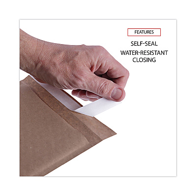 Universal Natural Self-Seal Cushioned Mailer, #5, Barrier Bubble Air Cell Cushion, Self-Adhesive Closure, 10.5 x 16, Kraft, 80/Carton (UNV62264)