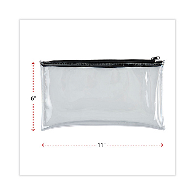 Universal Zippered Wallets/Cases, Leatherette PU, 11 x 6, Clear/Black, 2/Pack (UNV69026)
