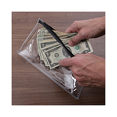 Universal Zippered Wallets/Cases, Leatherette PU, 11 x 6, Clear/Black, 2/Pack (UNV69026)