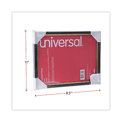 Universal All Purpose Document Frame, 8.5 x 11 Insert, Black/Gold, 3/Pack (UNV76849)