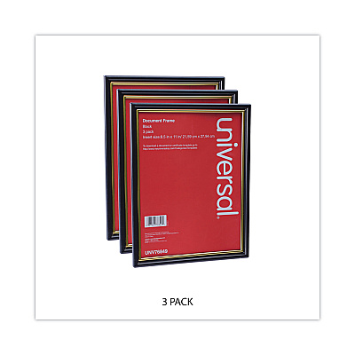 Universal All Purpose Document Frame, 8.5 x 11 Insert, Black/Gold, 3/Pack (UNV76849)