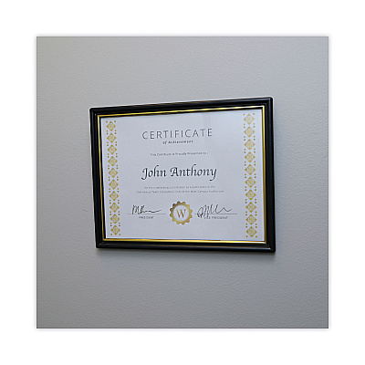 Universal All Purpose Document Frame, 8.5 x 11 Insert, Black/Gold, 3/Pack (UNV76849)