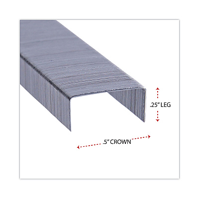 Universal Standard Chisel Point Staples, 0.25" Leg, 0.5" Crown, Steel, 5,000/Box, 5 Boxes/Pack, 25,000/Pack (UNV79000VP)