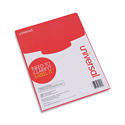 Universal White Labels, Inkjet/Laser Printers, 5.5 x 8.5, White, 2/Sheet, 100 Sheets/Pack (UNV80206)