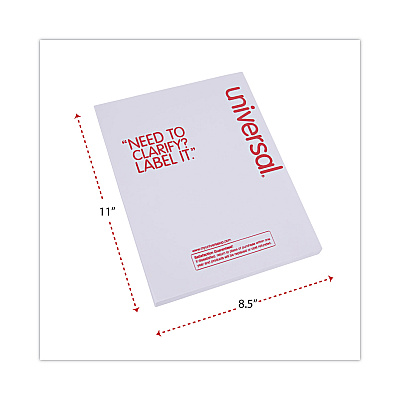 Universal Copier Mailing Labels, Copiers, 8.5 x 11, White, 100/Box (UNV90108)