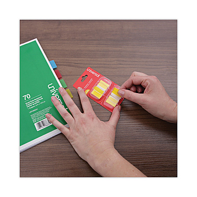 Universal Page Flags, Yellow, 50 Flags/Dispenser, 2 Dispensers/Pack (UNV99006)