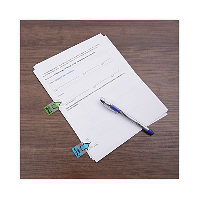 Universal Deluxe Message Arrow Flags, "Sign and Date", Green, 100/Pack (UNV99008)