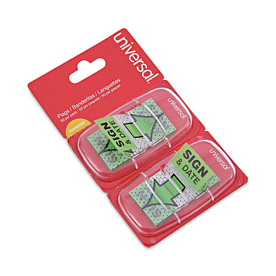 Universal Deluxe Message Arrow Flags, "Sign and Date", Green, 100/Pack (UNV99008)