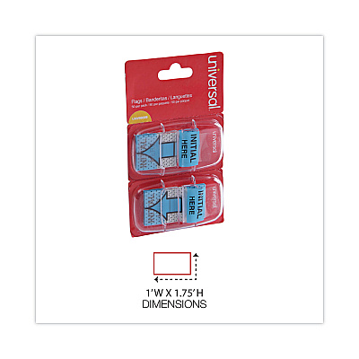 Universal Deluxe Message Arrow Flags, "Initial Here", Blue, 100/Pack (UNV99009)