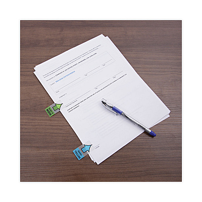 Universal Deluxe Message Arrow Flags, "Initial Here", Blue, 100/Pack (UNV99009)