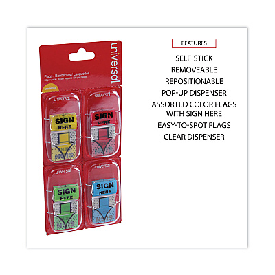 Universal Deluxe Message Arrow Flags, "Sign Here", Assorted Colors, 120/Pack (UNV99010)