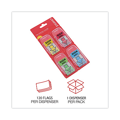 Universal Deluxe Message Arrow Flags, "Sign Here", Assorted Colors, 120/Pack (UNV99010)