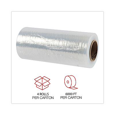 Universal Handwrap Stretch Film, 12" x 1,500 ft Roll, 20 mic (80-Gauge), Clear, 4/Carton (UNV121580)