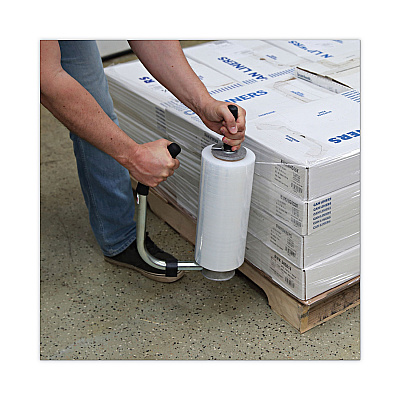 Universal Handwrap Stretch Film, 12" x 1,500 ft Roll, 20 mic (80-Gauge), Clear, 4/Carton (UNV121580)
