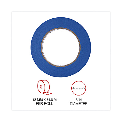 Universal Premium Blue Masking Tape with UV Resistance, 3" Core, 18 mm x 54.8 m, Blue, 2/Pack (UNVPT14019)