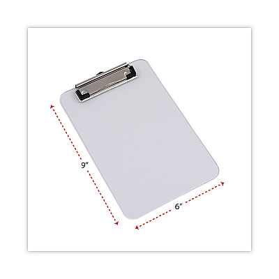 Universal Plastic Clipboard with Low Profile Clip, 0.5" Clip Capacity, Holds 5 x 8 Sheets, Clear (UNV40312)