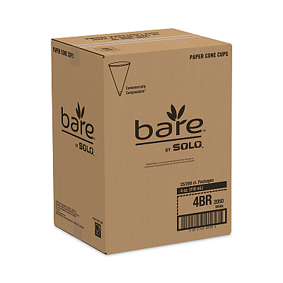 Solo Cone Water Cups, Cold, Paper, 4 oz, White, 200/Pack (SCC4BR)