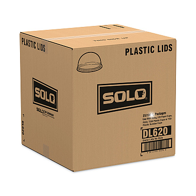 Solo Dome-Top Cold Cup Lids, Fits 2.5 oz to 9 oz Containers, Clear, Plastic, 2,500/Carton (SCCDL620)