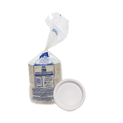 Solo Bare Eco-Forward Clay-Coated Paper Dinnerware, ProPlanet Seal, Plate, 6" dia, White, 1,000/Carton (SCCHP6BWH)