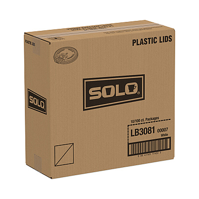 Solo Lift Back and Lock Tab Lids for Paper Cups, Fits 8 oz Cups, White, 100/Sleeve, 10 Sleeves/Carton (SCCLB3081)
