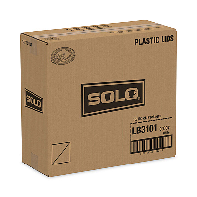 Solo Lift Back and Lock Tab Lids for Paper Cups, Fits 10 oz Cups, White, 100/Sleeve, 10 Sleeves/Carton (SCCLB3101)