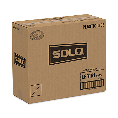 Solo Lift Back and Lock Tab Lids for Paper Cups, Fits 10 oz to 24 oz Cups, White, 100/Sleeve, 10 Sleeves/Carton (SCCLB3161)