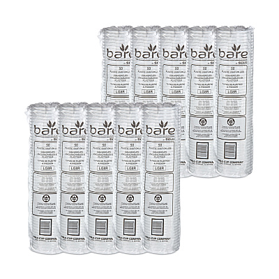 Solo Bare Eco-Forward RPET Deli Container Lids, ProPlanet Seal, Recessed Lid, Fits 8 oz, Clear, Plastic, 50/Pack, 10 Packs/Carton (SCCLG8R)