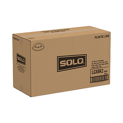 Solo The Gourmet Lid Hot Cup Lids for Trophy Plus, Fits 12 oz to 20 oz, Black, 125 Lids/Sleeve, 12 Sleeves/Carton (SCCLGXBK2)