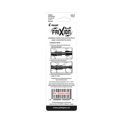 Refill for Pilot FriXion Erasable, FriXion Ball, FriXion Clicker and FriXion LX Gel Ink Pens, Fine Tip, Red Ink, 3/Pack (PIL77332)