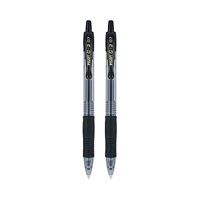 Pilot G2 Premium Gel Pen, Retractable, Fine 0.7 mm, Black Ink, Smoke/Black Barrel, 2/Pack (PIL31031)