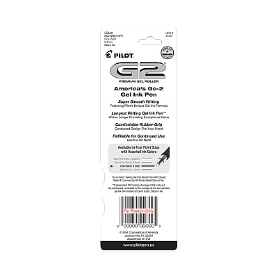 Pilot G2 Premium Gel Pen, Retractable, Fine 0.7 mm, Black Ink, Smoke/Black Barrel, 2/Pack (PIL31031)
