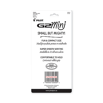 Pilot G2 Mini Gel Pen, Retractable, Fine 0.7 mm, Black Ink, Smoke/Black Barrel, 4/Pack (PIL31734)