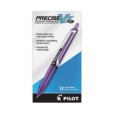 Pilot Precise V7RT Roller Ball Pen, Retractable, Fine 0.7 mm, Purple Ink, Purple Barrel (PIL26071)