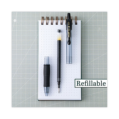 Pilot G2 Premium Gel Pen, Retractable, Fine 0.7 mm, Black Ink, Smoke/Black Barrel, 2/Pack (PIL31031)